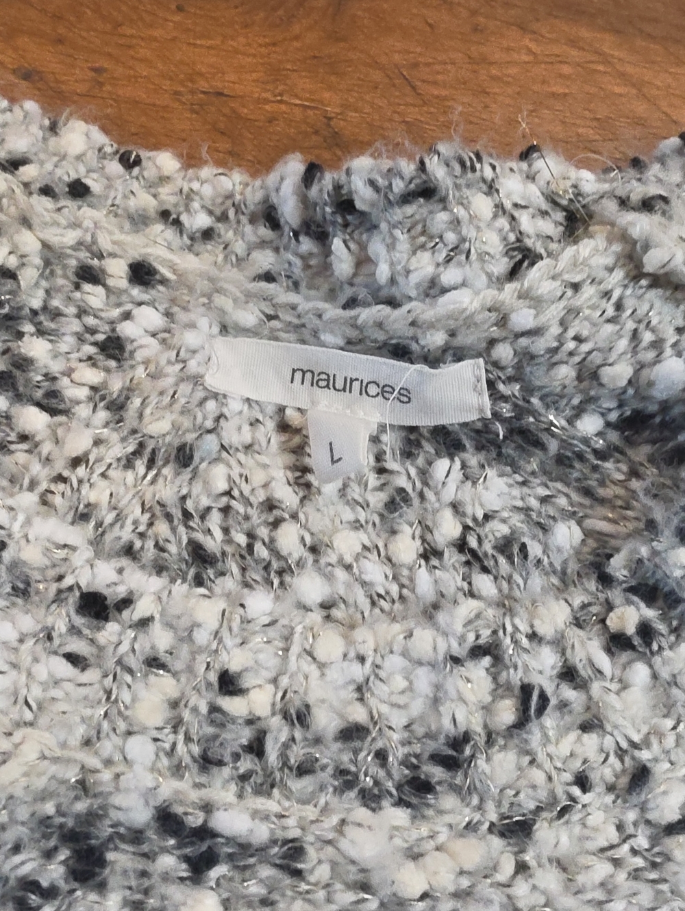 Maurices Black & White Textured Bouclé Crew Sweater